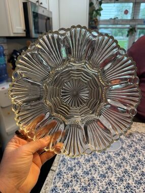 Clear Pressed Glass Scalloped Serving Plate